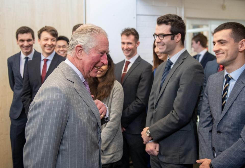 Charles mingled with PhD students during his visit to the facility (Getty Images)