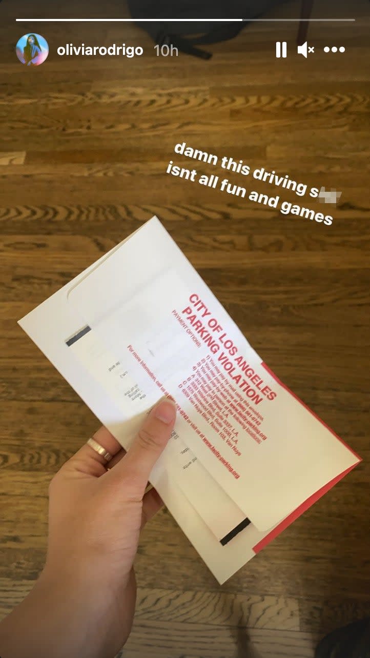 Rodrigo shared a picture of her ticket on Instagram StoriesOlivia Rodrigo/Instagram