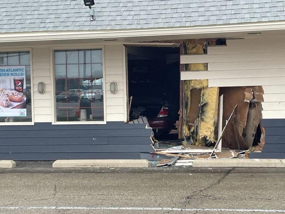 A car crashed into a restaurant in Kettering on Friday.