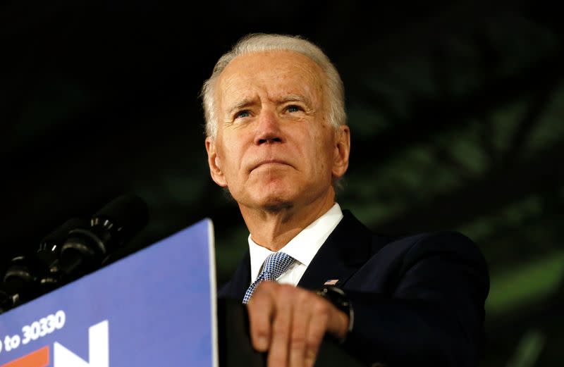 Democratic U.S. presidential candidate and former Vice President Biden speaks at his South Carolina primary night rally in Columbia