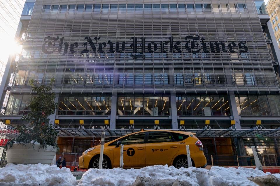 The New York Times Building in New York City on February 1, 2022. - The New York Times announced on January 31, 2022, it had bought Wordle, a phenomenon played by millions just four months after the game burst onto the Internet, for an 