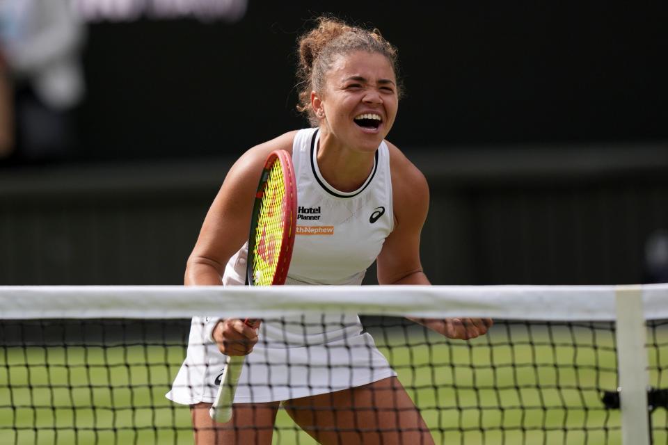 Jasmine Paolini celebrates her victory (Jordan Pettitt/PA) (PA Wire)