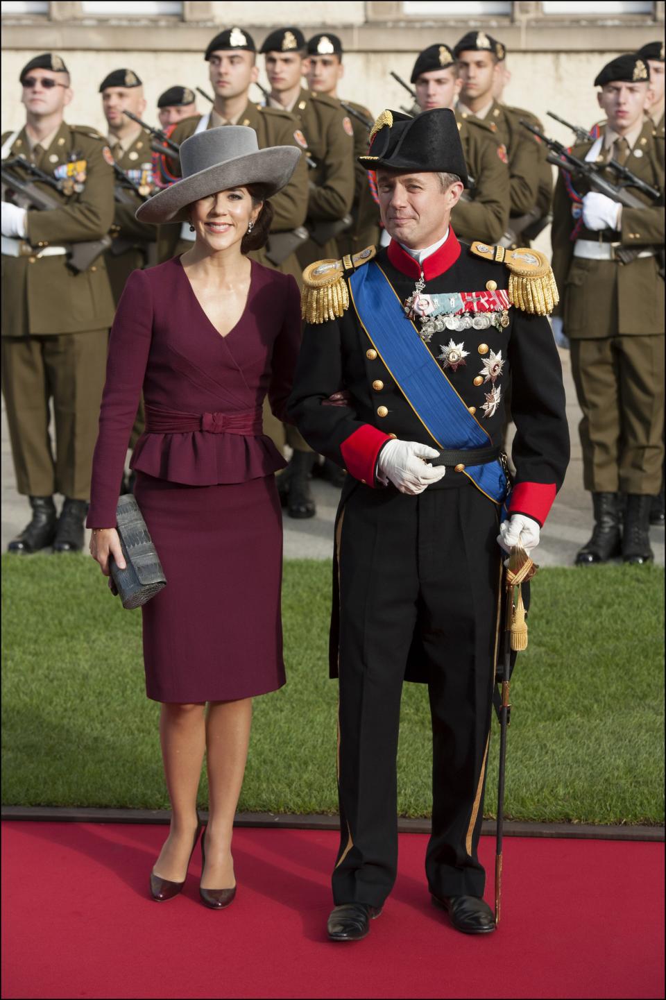 Crown Princess Mary of Denmark and Crown Prince Frederick of Denmark arrive at the Cathedral before the wedding ceremony of Prince Guillaume to Stephanie de Lannoy at the Cathedral of our Lady of Luxembourg on October 20, 2012 in Luxembourg. The 30-year-old hereditary Grand Duke of Luxembourg is the last hereditary Prince in Europe to get married, marrying his 28-year old Belgian Countess bride in a lavish 2-day ceremony. 