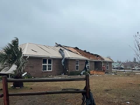 The Bay County Sheriff’s Office shared a photo of this home with roof damage sustained during Storm Finn (Bay County Sheriff’s Office)