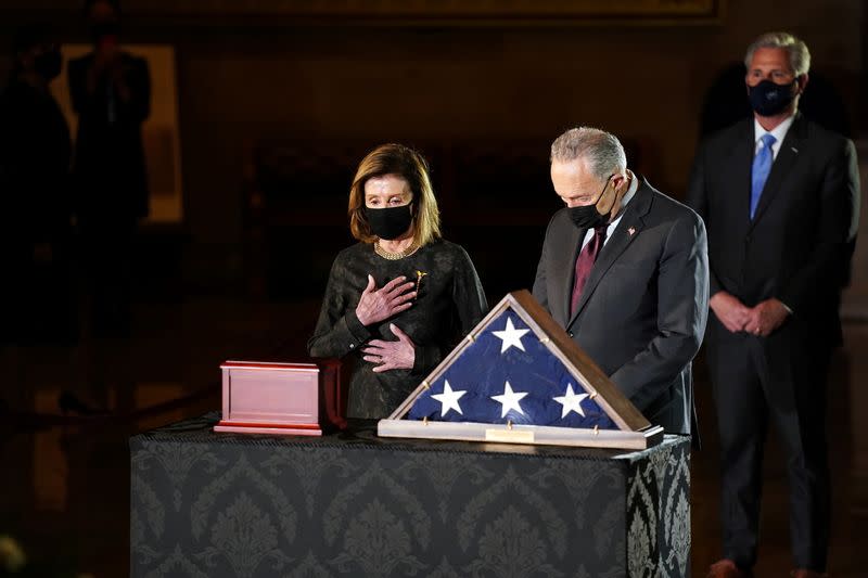 U.S. late Capitol Police officer Brian Sicknick lies in honor in the Rotunda of the U.S Capitol, in Washington