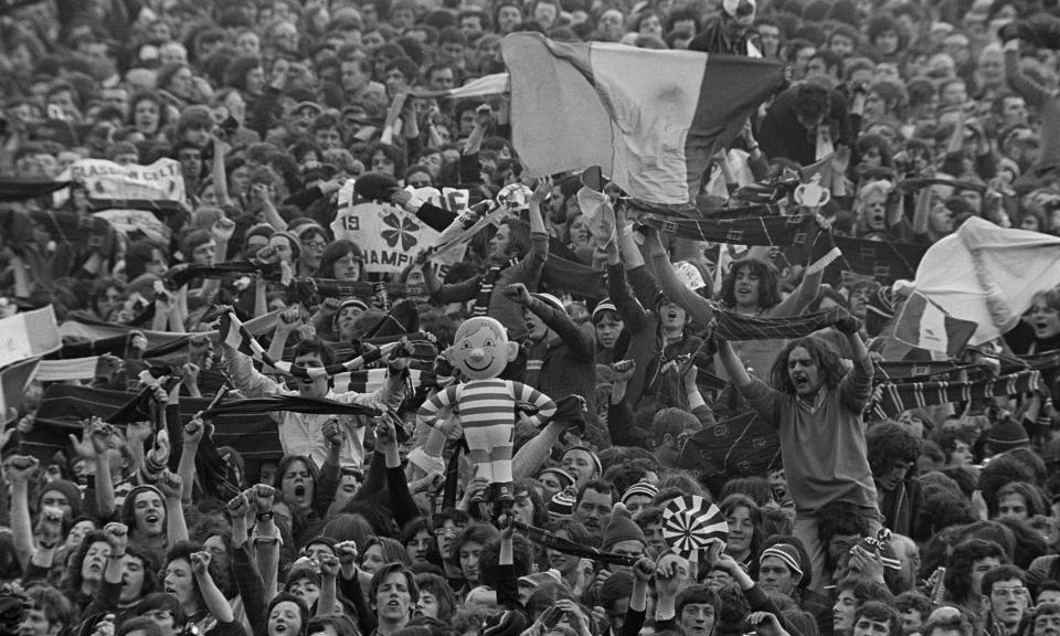<span>Celtic fans at Hampden Park for the 1971 Scottish Cup final against Rangers. </span><span>Photograph: Colorsport/Shutterstock</span>