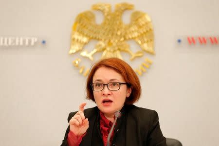 Russian Central Bank Governor Elvira Nabiullina speaks during a news conference in Moscow, Russia September 16, 2016. REUTERS/Maxim Zmeyev