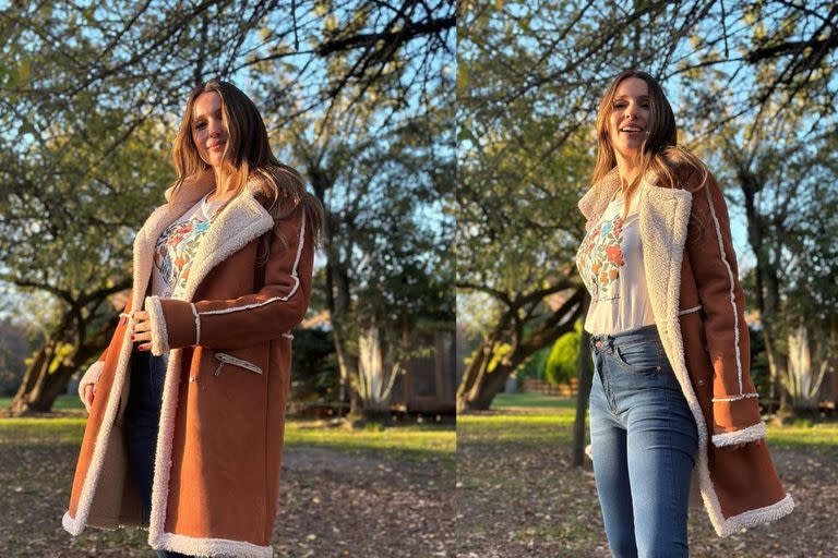 Pampita lució un gamulán marrón (Foto Instagram @pampitaoficial)