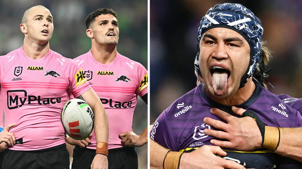 Penrith halfback Nathan Cleary (pictured left) has backed rival No.7 Jahrome Hughes (pictured right) to win the Dally M award. (Getty Images)