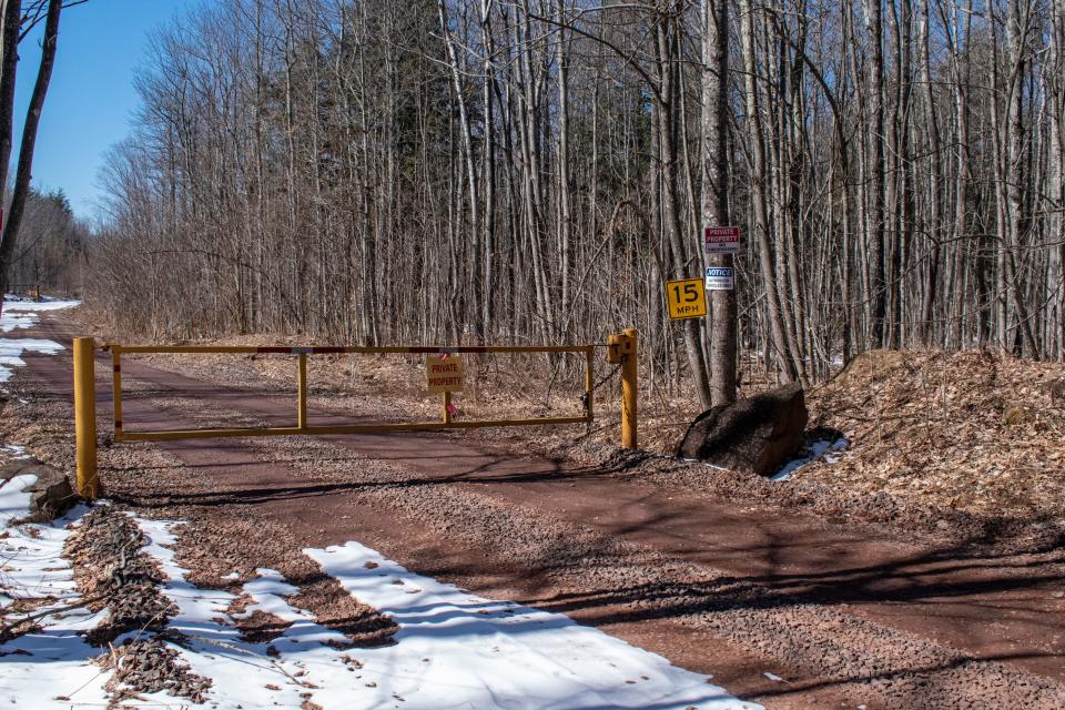 The entrance to the Copperwood Mine from the edge of the North Country Trail in March 2024. The North Country Trail extends roughly 4,800 miles from North Dakota to Vermont and recently received designation under the national park system. 
(Credit: Caitlin Looby)