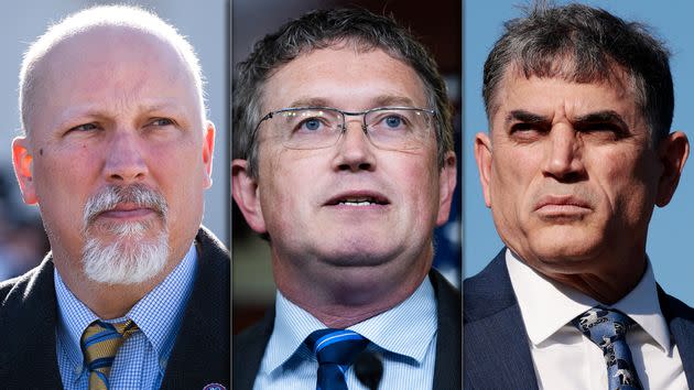 From left: Republican Reps. Chip Roy, Thomas Massie and Andrew Clyde voted against a bill that would make lynching a hate crime. (Photo: Getty Images)