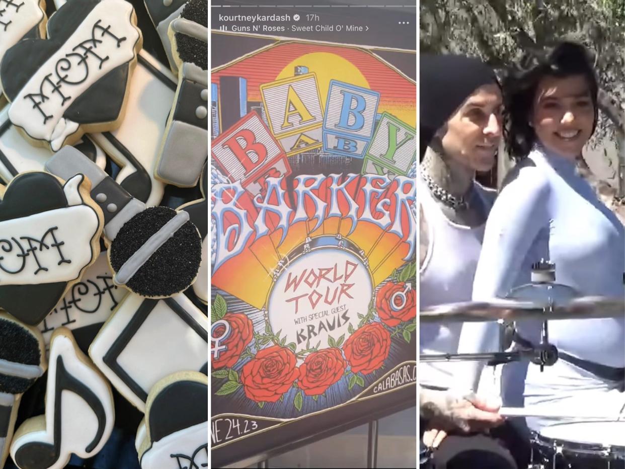 Kourtney Kardashian and Travis Barker threw a world tour themed gender reveal party.