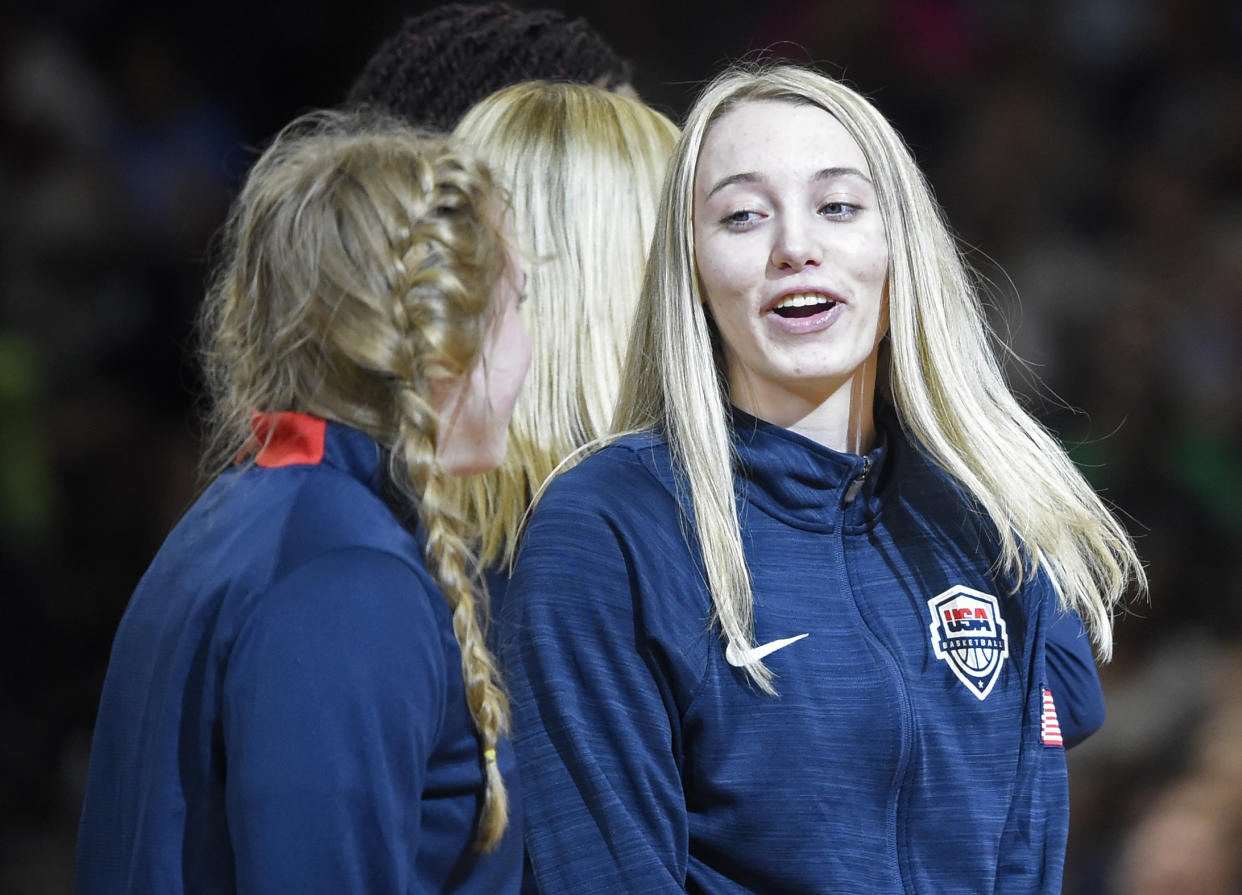 Paige Bueckers in a Team USA jacket.