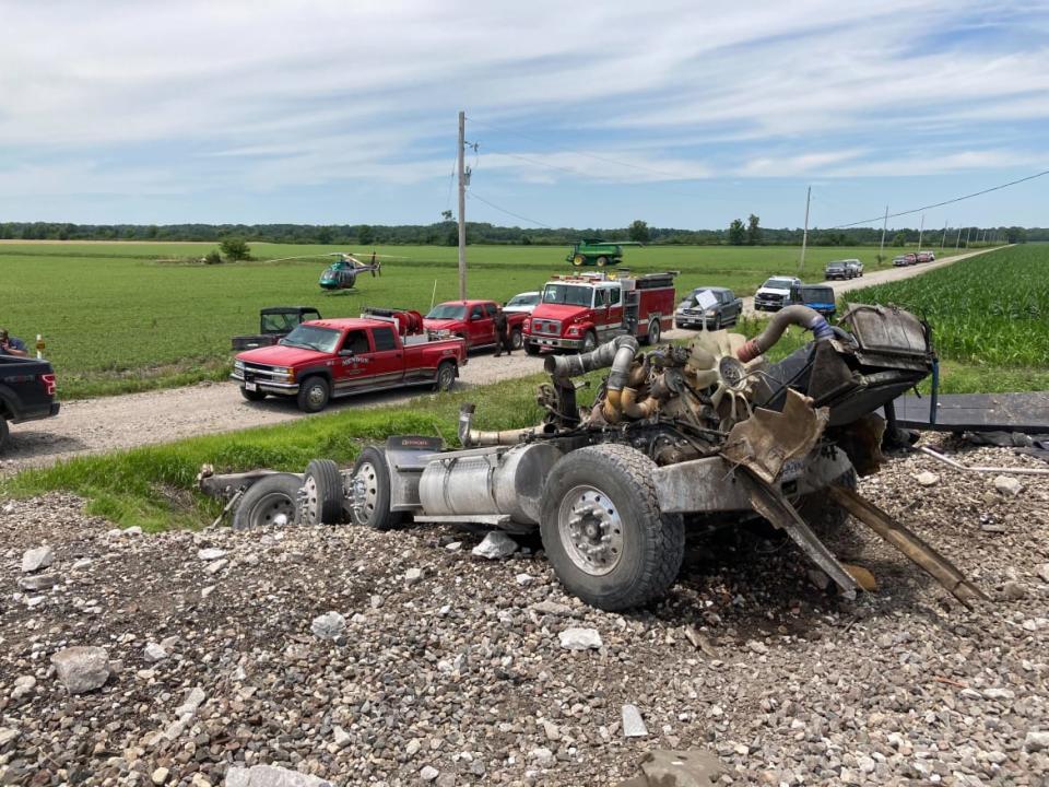 <div class="inline-image__caption"><p>The truck that apparently caused the derailment.</p></div> <div class="inline-image__credit">Courtesy of Ron Goulet</div>