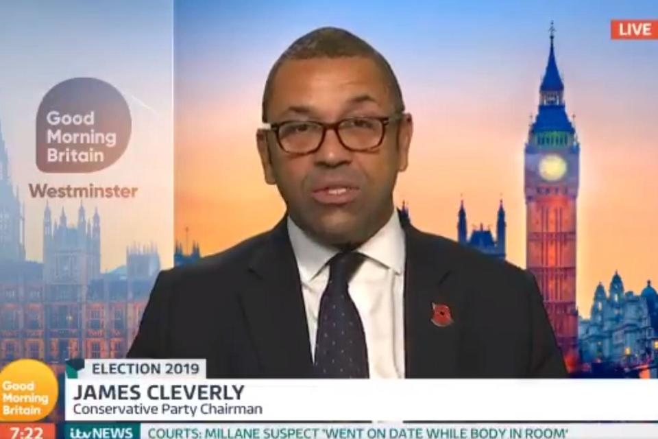 Tory chairman James Cleverly was criticised by Piers Morgan on Good Morning Britain: GMB