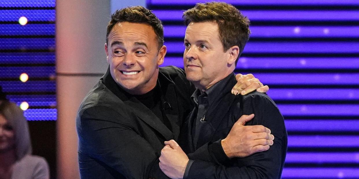 ant and dec hug each other looking nervous on limitless win