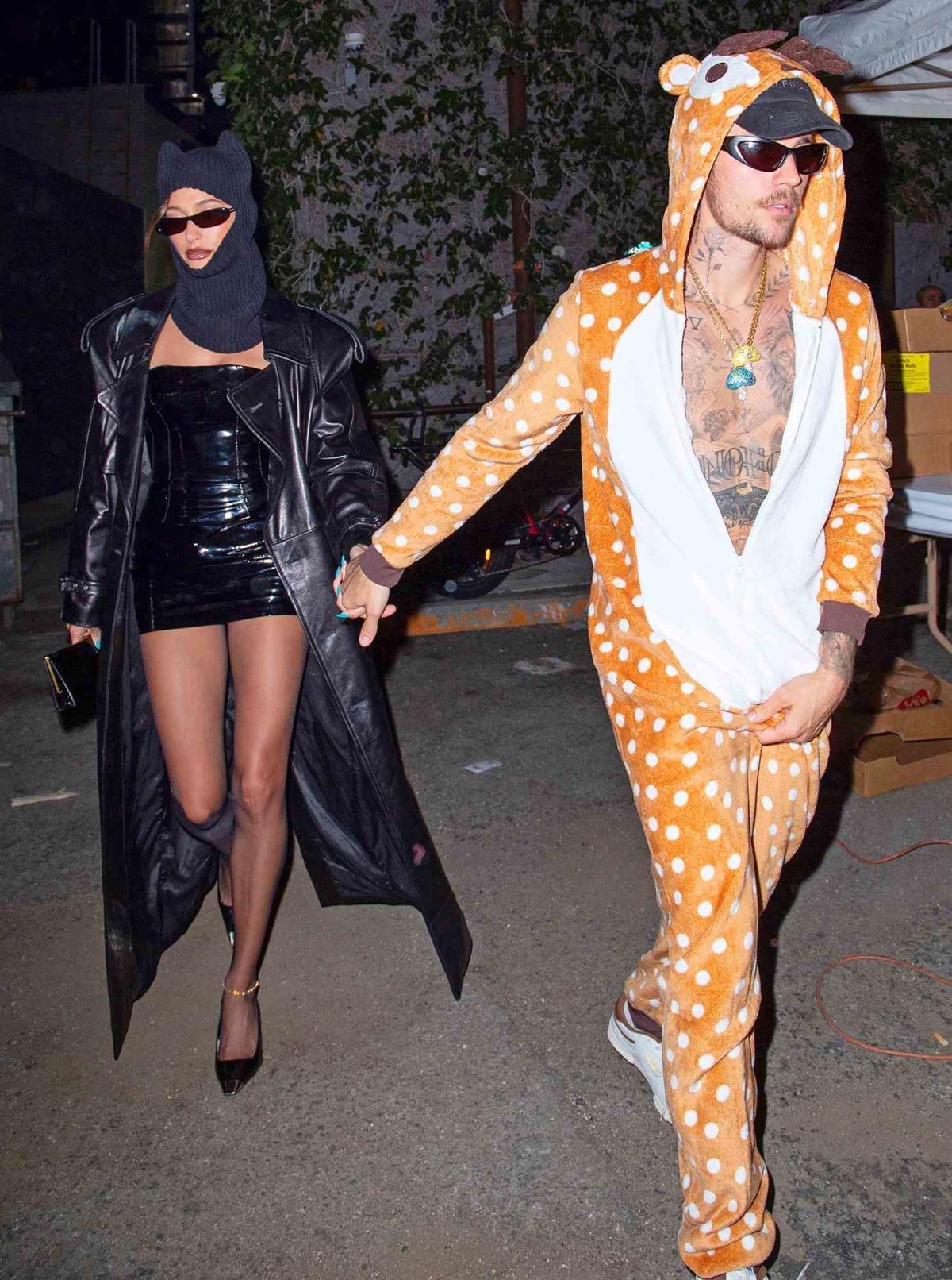 Justin Bieber Keeps Halloween Quirky in Orange and White Onesie During