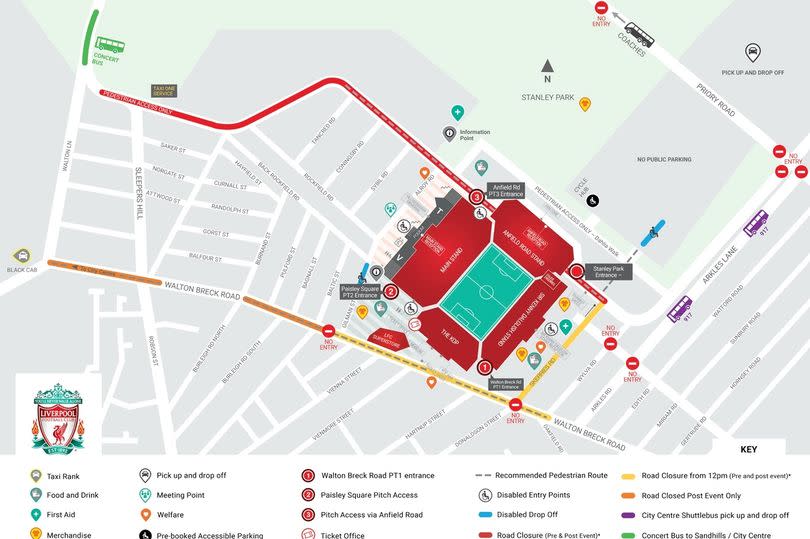 Map of Anfield stadium set up ahead of Taylor Swift Eras Tour