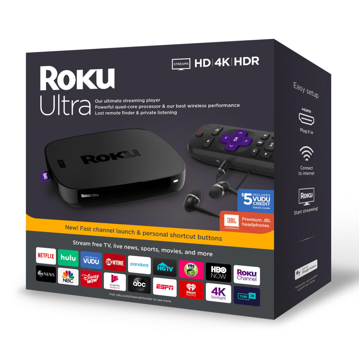 Roku Ultra Streaming Media Player 4K/HD/HDR with Premium JBL Headphones 2019 (Walmart / Walmart)