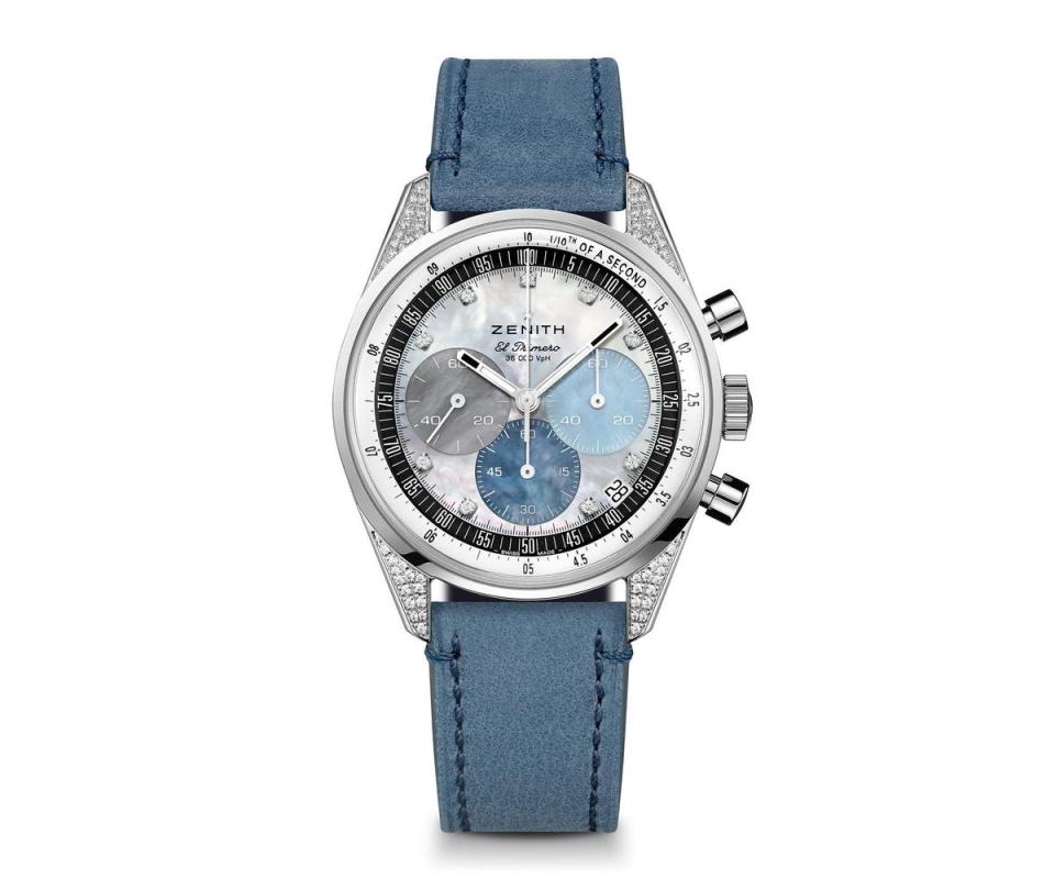 Chronomaster Original鑲鑽女錶，珍珠母貝面盤，定價NT$414,500。