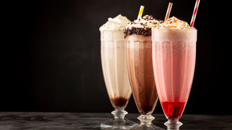 Milkshakes in glasses 