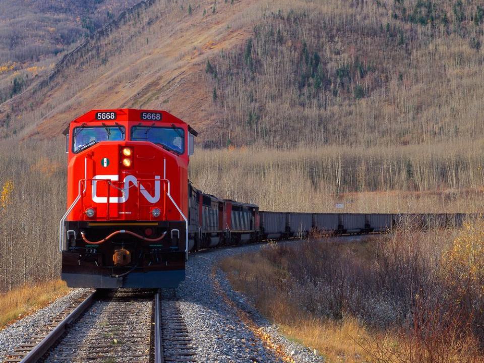  A CN train carrying coal in Alberta.