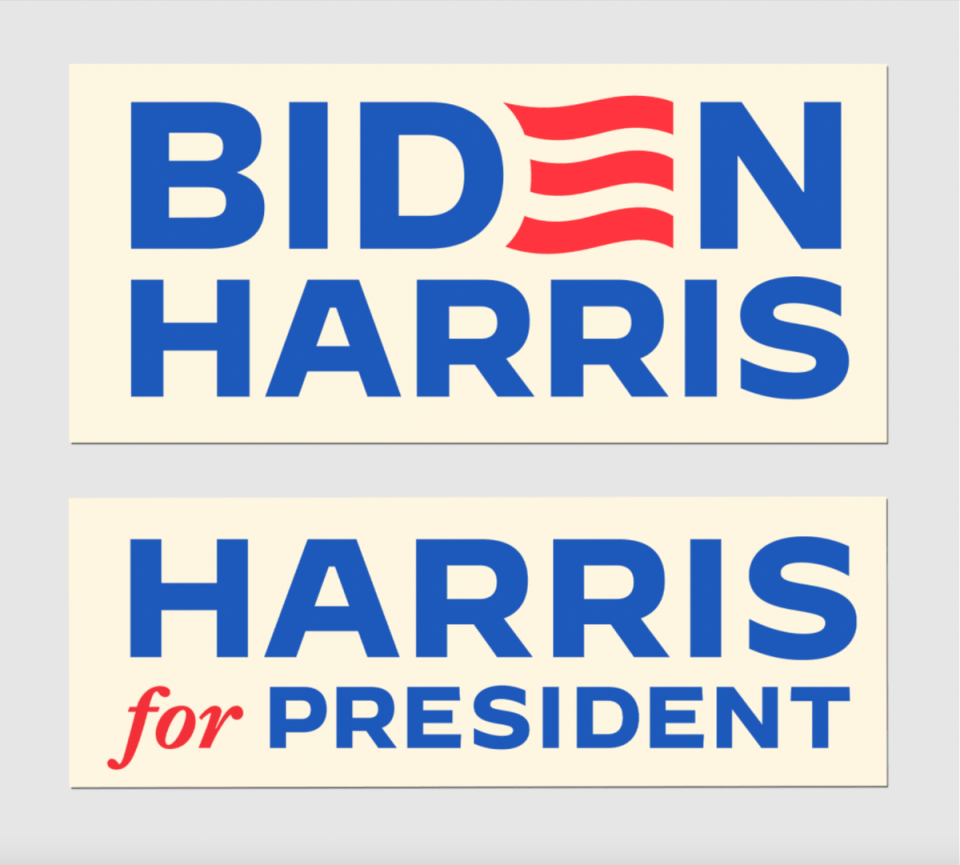 Kamala Harris’ new campaign logo features the same red, white, and blue color scheme and typeface as the Biden-Harris logo. (Harris for President)