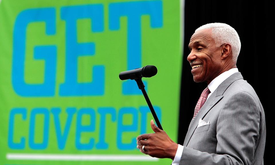 Memphis Mayor AC Wharton encourages Memphians to sign up for the Affordable Care Act during a rally at the Central Library in Memphis, Tenn. Monday, Sept. 30, 2013. (AP Photo/The Commercial Appeal, Jim Weber) 