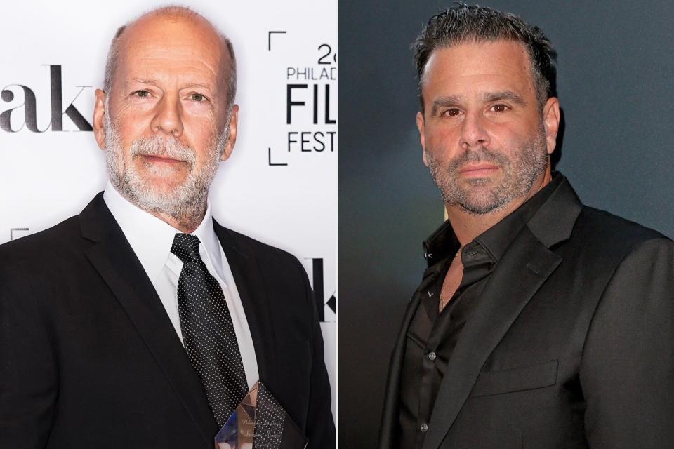 Bruce Willis attends the 2nd Annual Lumiere Award Celebration during The 26th Philadelphia Film Festival at AKA Washington Square on October 26, 2017 in Philadelphia, Pennsylvania. (Photo by Gilbert Carrasquillo/Getty Images); Randall Emmett attend the Los Angeles special screening of Lionsgate's "Midnight in the Switchgrass" at Regal LA Live on July 19, 2021 in Los Angeles, California. (Photo by Kevin Winter/Getty Images)