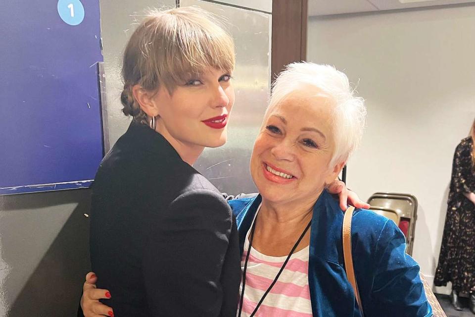 <p>Denise Welch/Instagram</p> Taylor Swift and Denish Welch in London in January 2023