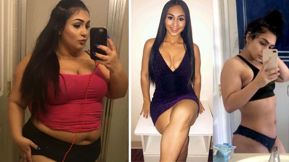 Michelle Farraj has lost a dramatic 65kg in just one year after undergoing weight loss surgery and adopting a healthy lifestyle. Source: Caters News