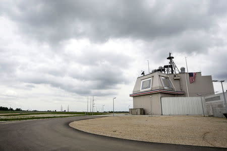 FILE PHOTO: The deckhouse of the Aegis Ashore Missile Defense System (AAMDS) at Deveselu air base, Romania, May 12, 2016. Inquam Photos/Adel Al-Haddad/via REUTERS/File Photo