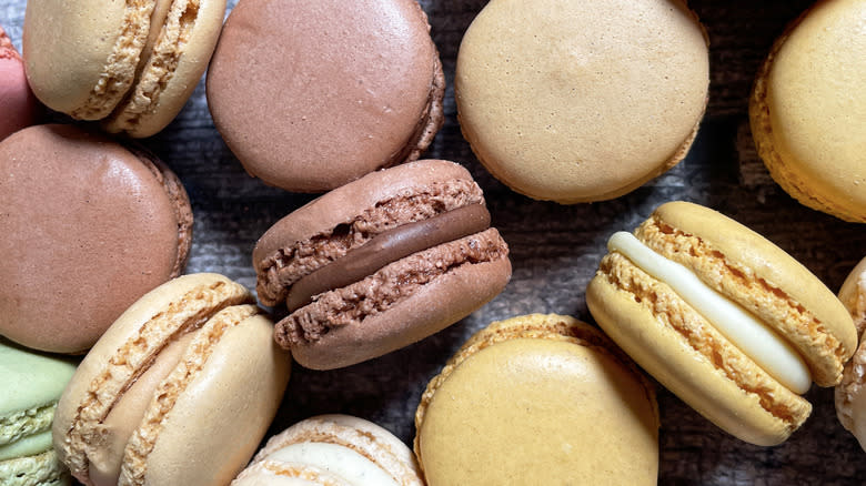 assorted pastel macarons