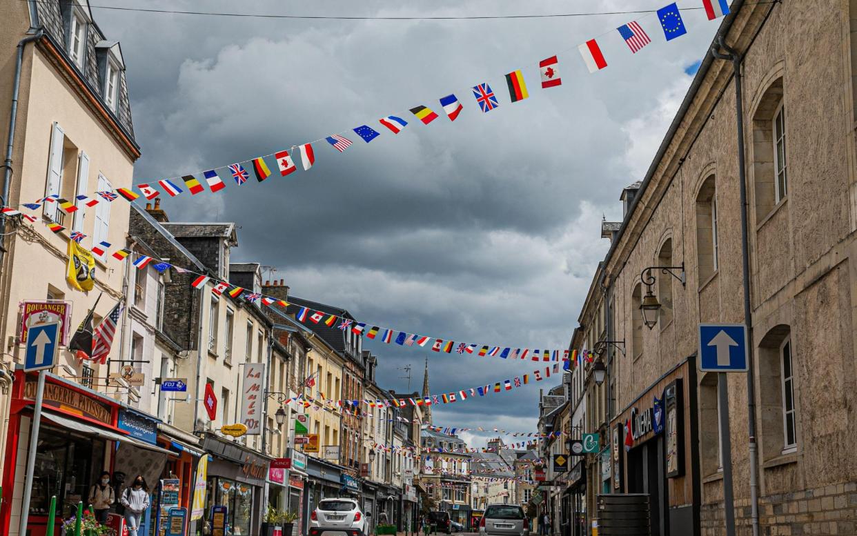 Two years ago in Carentan, the Union flag was on display with other national flags