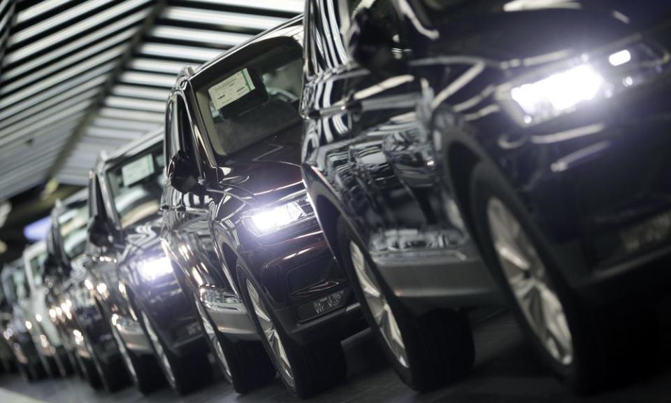 Volkswagen cars are pictured during a final quality control at the Volkswagen plant in Wolfsburg, Germany.