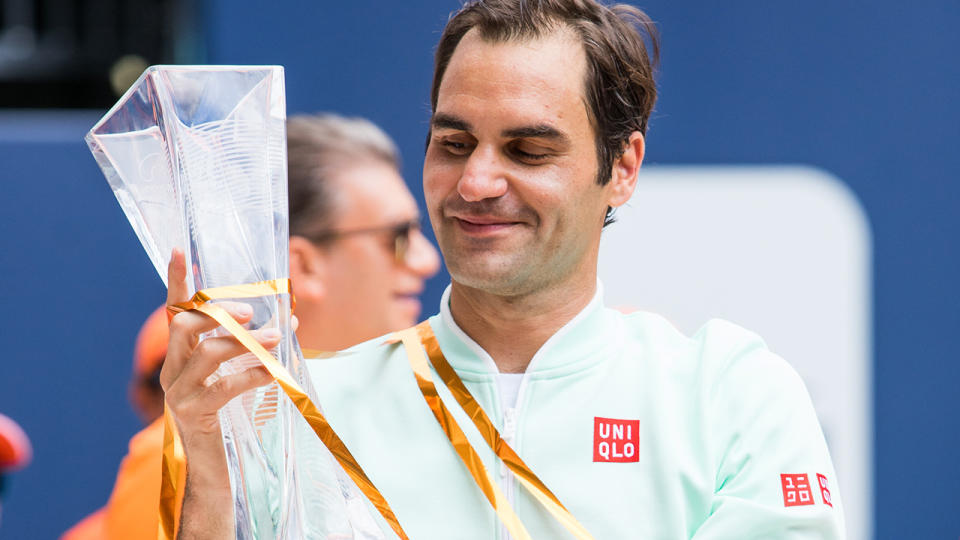 Roger Federer, pictured here after winning the Miami Open in 2019.