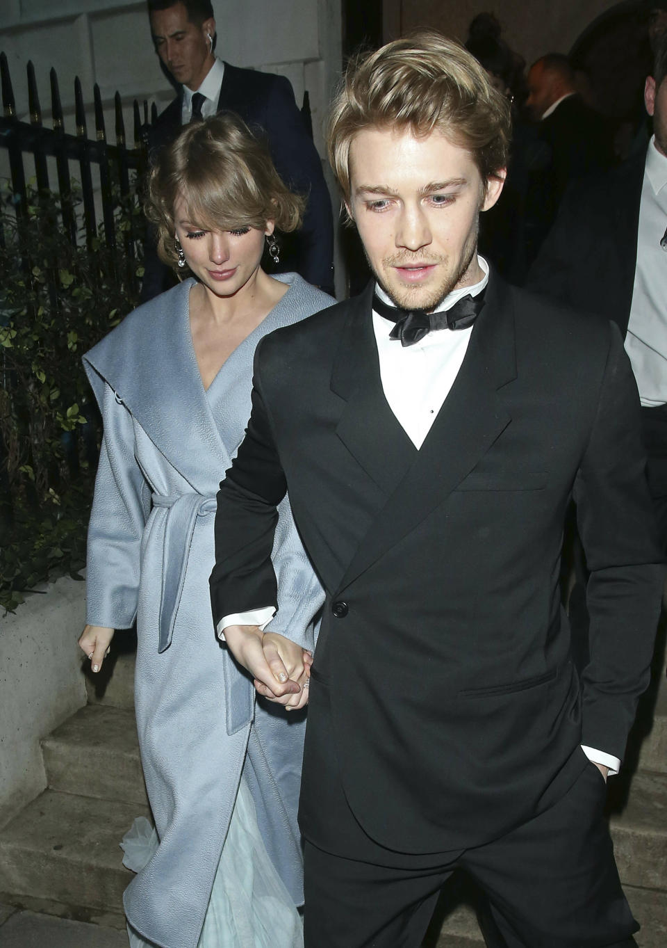 Photo by: KGC-49/STAR MAX/IPx 2019 2/11/19 Taylor Swift and Joe Alwyn are seen here leaving the Tiffany & Vogue Fashion & Film BAFTA After Party held at Annabels in Mayfair, London.