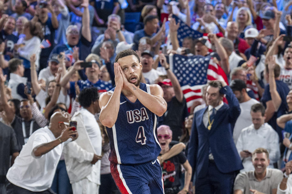 巴黎奧運美國男籃後衛Stephen Curry。(Photo by Aytac Unal/Anadolu via Getty Images)