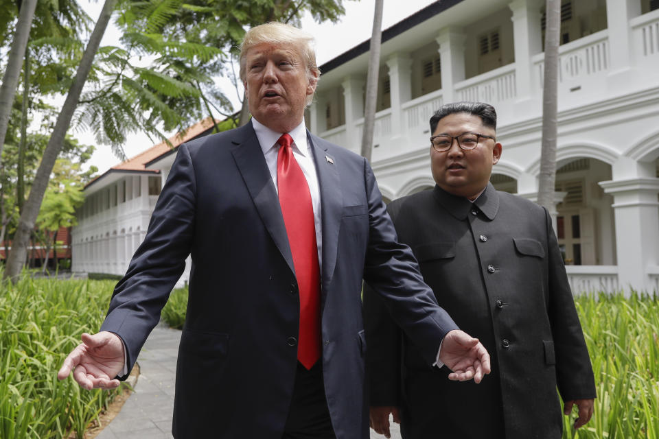 Donald Trump and Kim Jong Un met in Singapore on Tuesday. (Photo: Evan Vucci/AP)