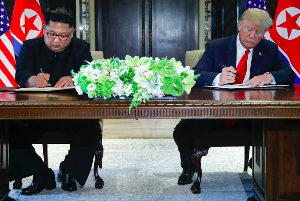 <em>Trump and Kim signed an agreement that committed to the complete denuclearisation of the Korean Peninsula (PA)</em>