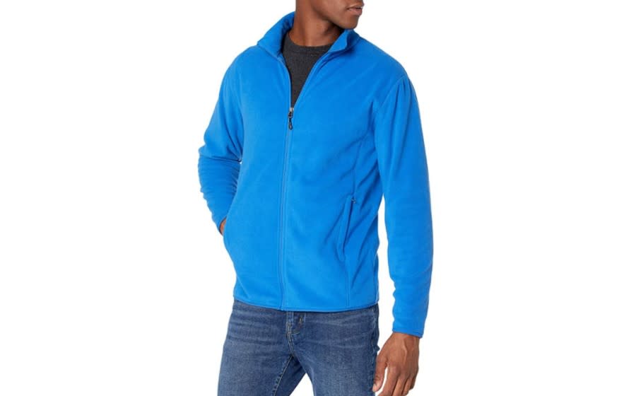 Amazon Essentials Men's Full-Zip Polar Fleece Jacket in cobalt.( Image via Amazon)