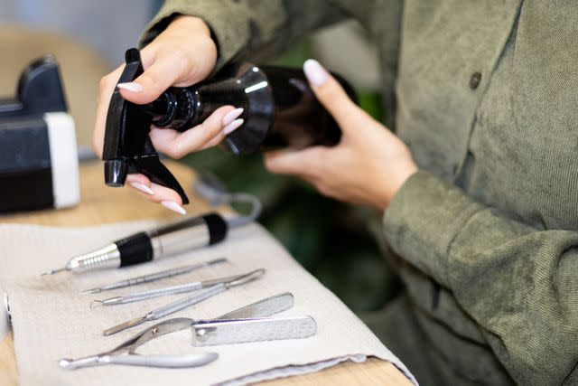 <p>Getty</p> Manicure tools being disinfected.