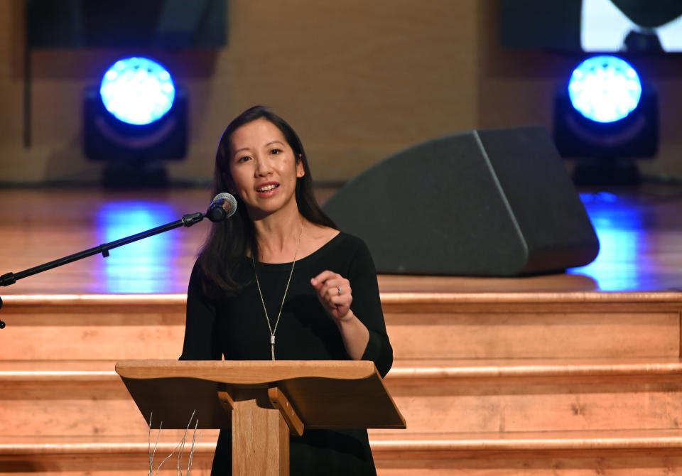 Dr. Leana Wen, speaks at the funeral for U.S. Rep. Elijah Cummings at the New Psalmist Baptist Church in Baltimore, MD.  October 25, 2019. (Lloyd Fox/Baltimore Sun photo via Getty Images)