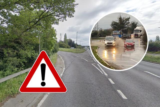 Part of A127 now CLOSED due to flooding after car was left abandoned