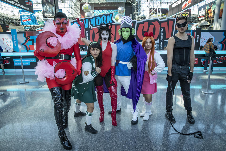 Cosplayers arrive for the third day of the 2019 New York Comic Con at the Jacob Javits Center on Oct. 5, 2019. The four-day event is the largest pop culture event on the East Coast. (Photo: Gordon Donovan/Yahoo News)