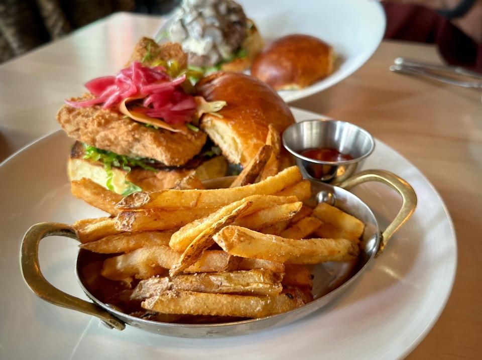 A crispy snapper sandwich at Brulé Bistro in Delray Beach's Pineapple Grove district.