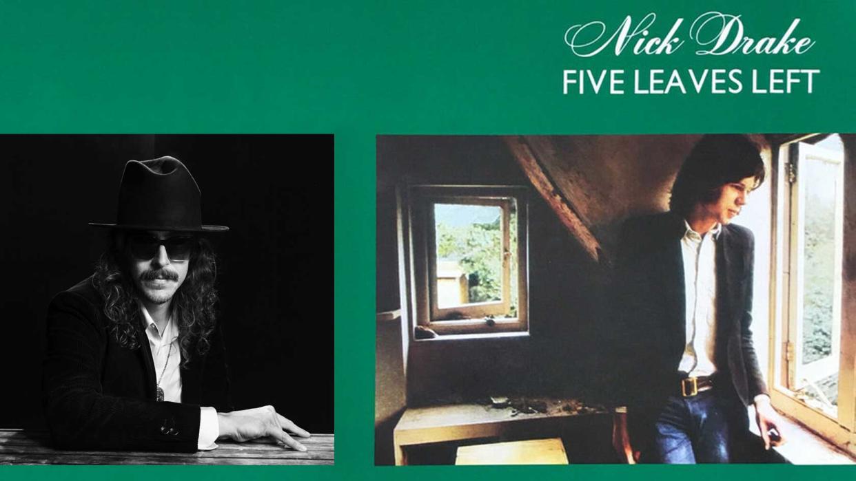  The cover of Nick Drake's Five Leaves Left and and inset of Mikael Åkerfeldt 