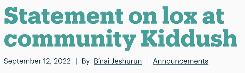 Screenshot of "Statement on lox at community Kiddush"