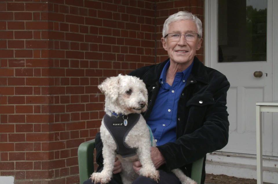 Paul O'Grady with a Bichon called Pooch. (ITV)