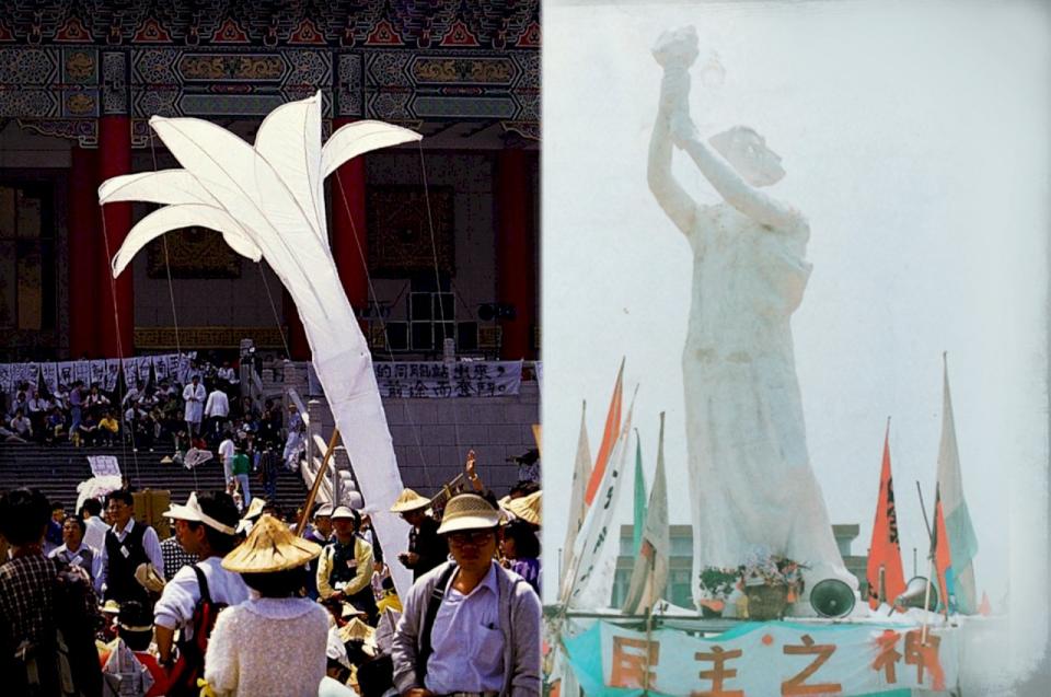 民主女神像／野百合學運。（邱萬興提供／RTI後製）